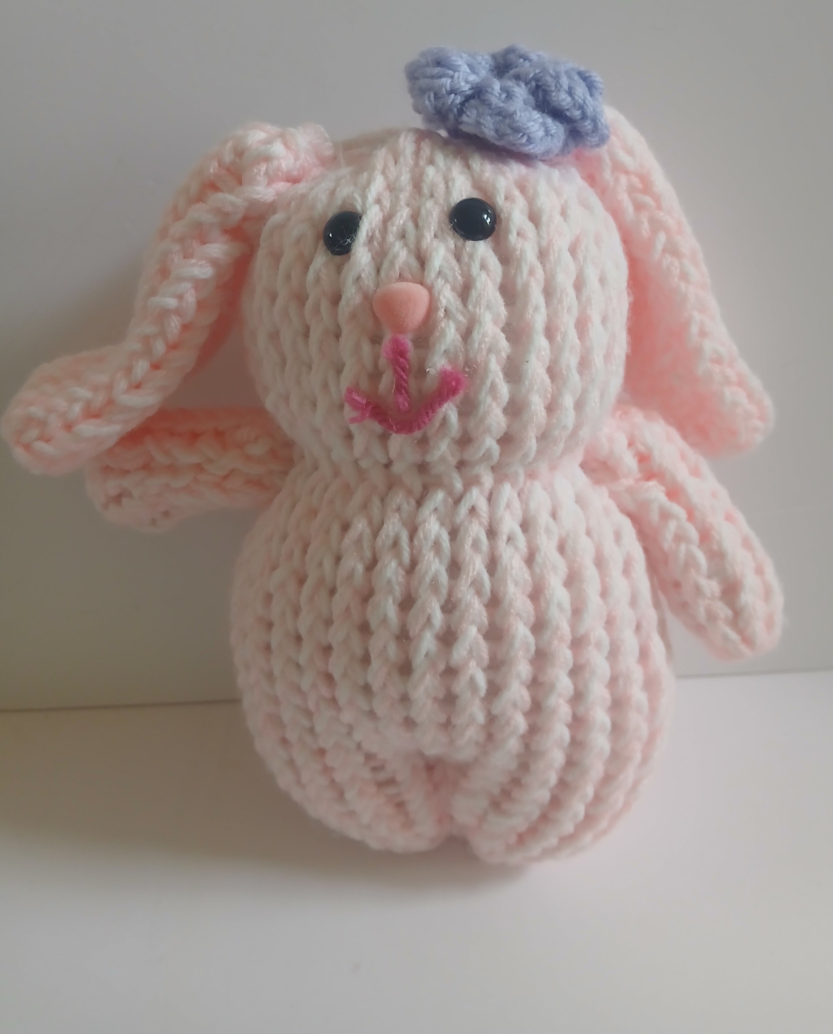 Charming Bunny Pink Plush with Vibrant purple flower – Expertly Crafted Delight
