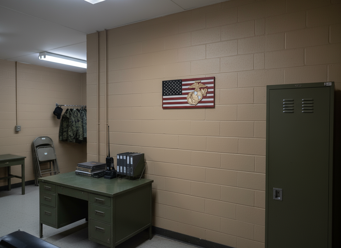 This design features the Marine logo expertly incorporated into the American flag, making.